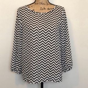 Haute Monde Black & White Chevron Blouse